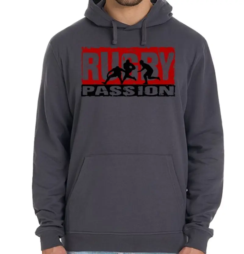Felpa unisex con cappuccio uomo, felpa con cappuccio, grigio melange, rugby
