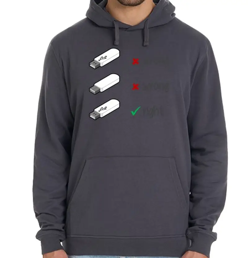 Felpa unisex con cappuccio USB (black)