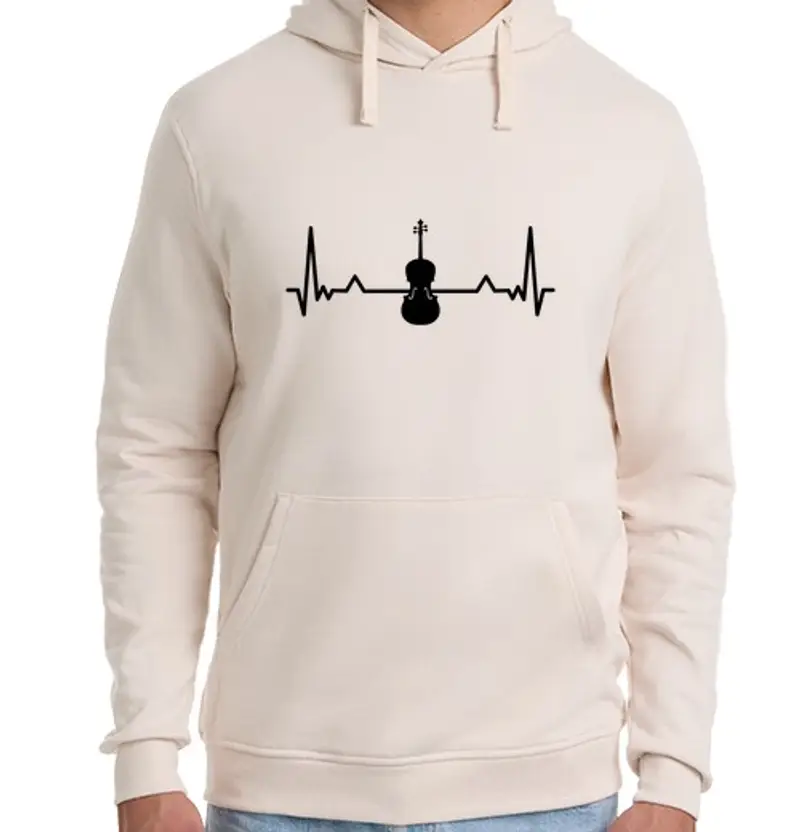 Felpa unisex con cappuccio violoncello violino viola battito cardi