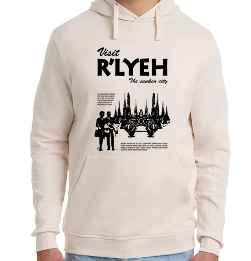 Felpa unisex con cappuccio visita r39lyeh nero