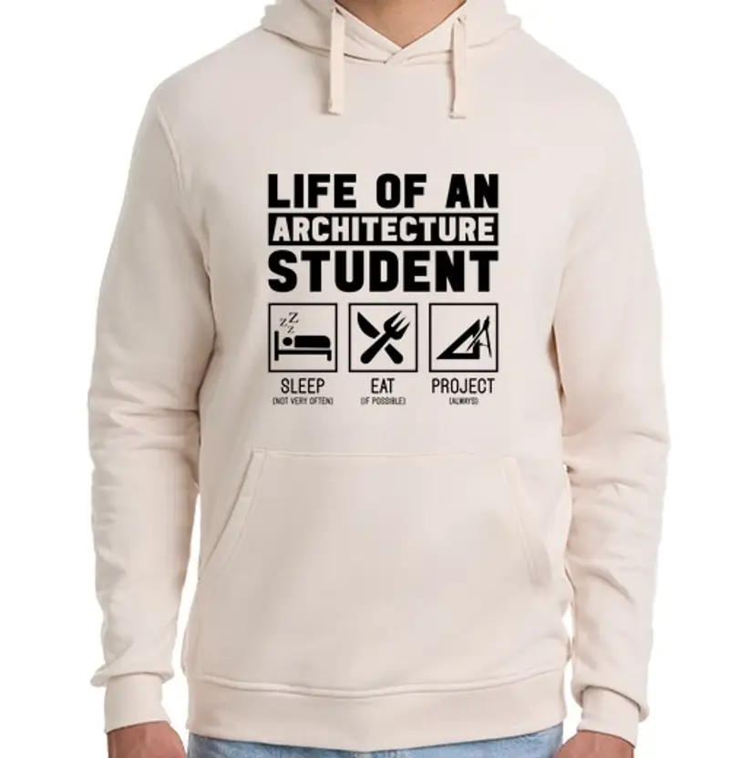 Felpa unisex con cappuccio vita lavorativa dell39architetto su un3