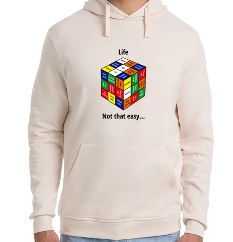 Felpa unisex con cappuccio vita: not così facile - felpa con cappuccio - bianca