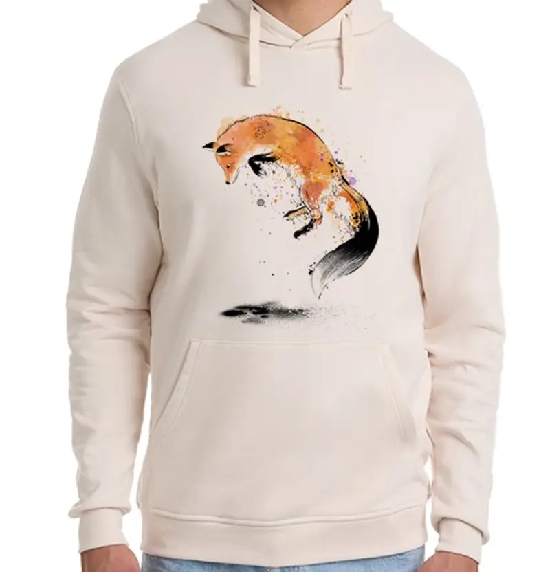 Felpa unisex con cappuccio volpe rossa jum pin g nlei snow