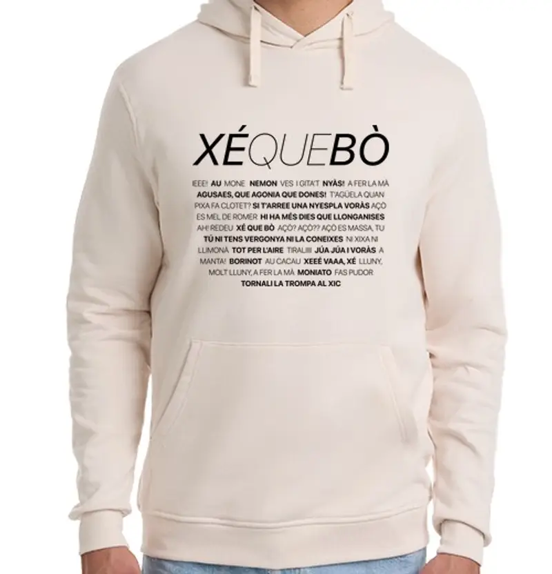 Felpa unisex con cappuccio xé che bò dessuadora bianca