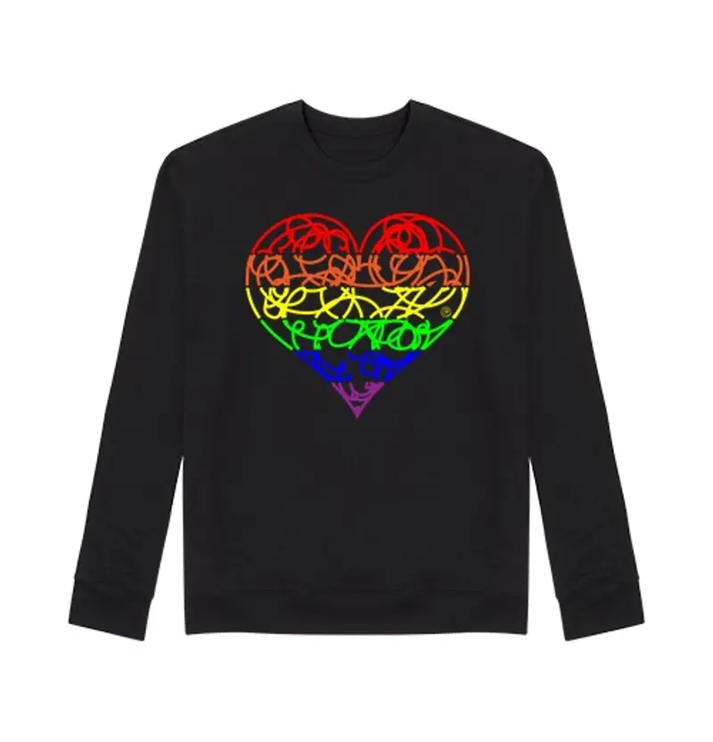 Felpa unisex Gara cuore bat os, arcobaleno