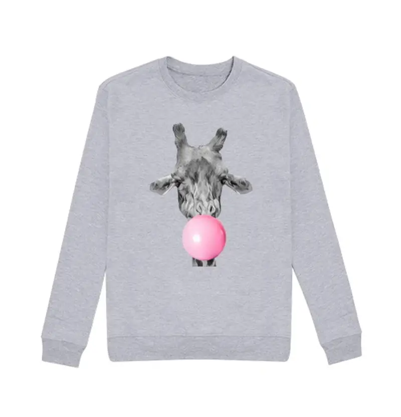 Felpa unisex giraffa uomo di gomma da masticare, il sudore, grigio vigore