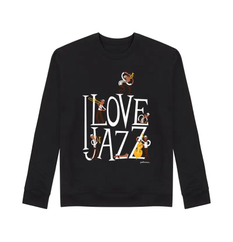Felpa unisex i love jazz su sfondo scuro