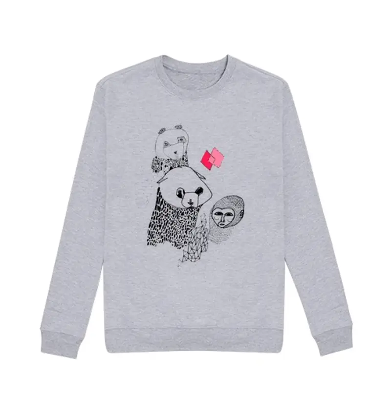 Felpa unisex jersey grigio orso panda