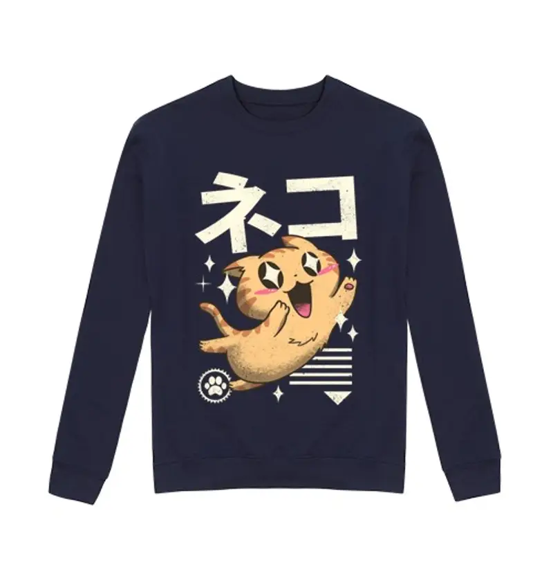 Felpa unisex kawaii felino