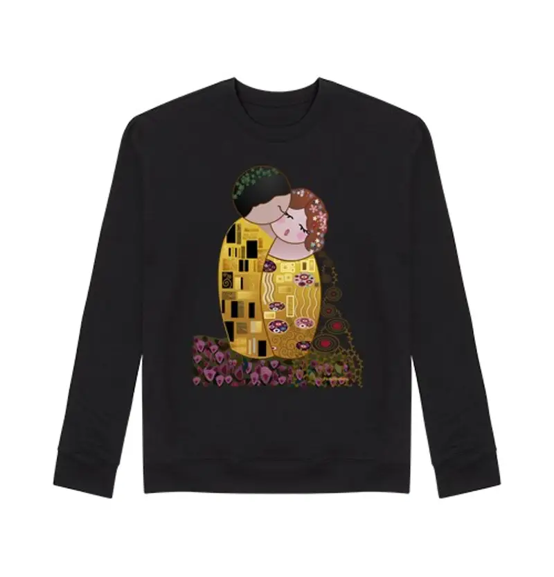 Felpa unisex kokeshi bacio stile klimt regali originali da fare a san valentino