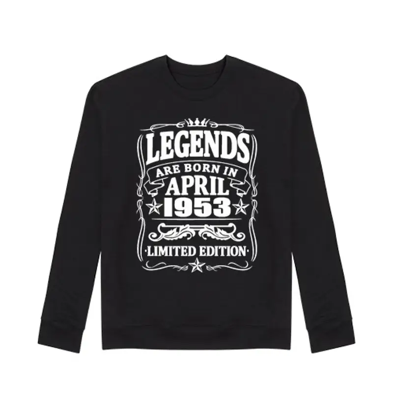 Felpa unisex leggende nate nell'aprile 1953