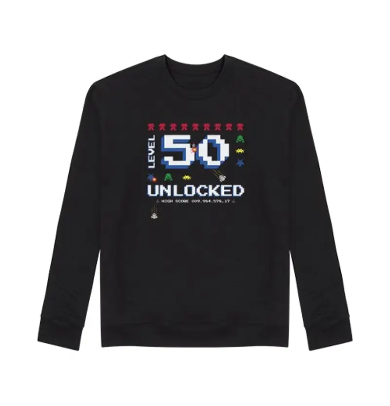 Felpa unisex livello 50 sbloccato fantastico 8bit uf