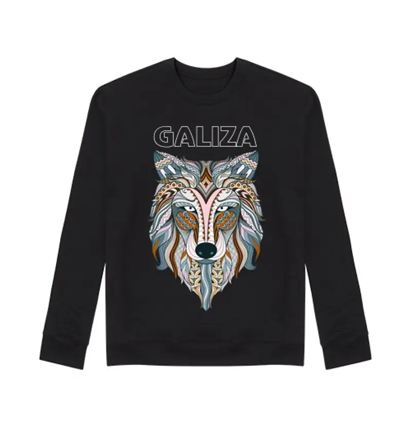 Felpa unisex lupo tribale, felpa unisex senza cappuccio.