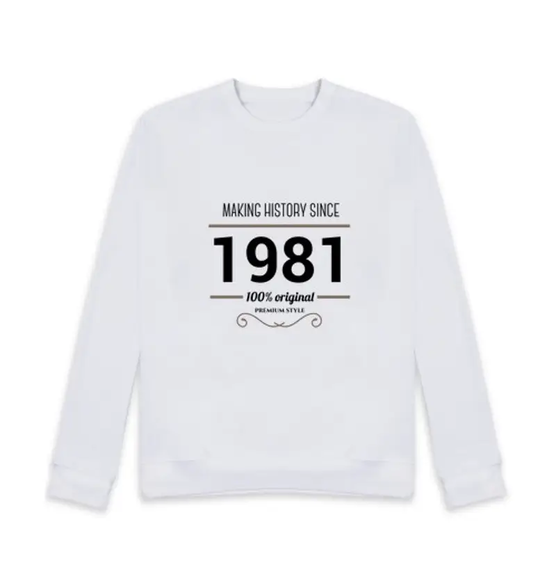 Felpa unisex ma king hi story 1981 testo nero