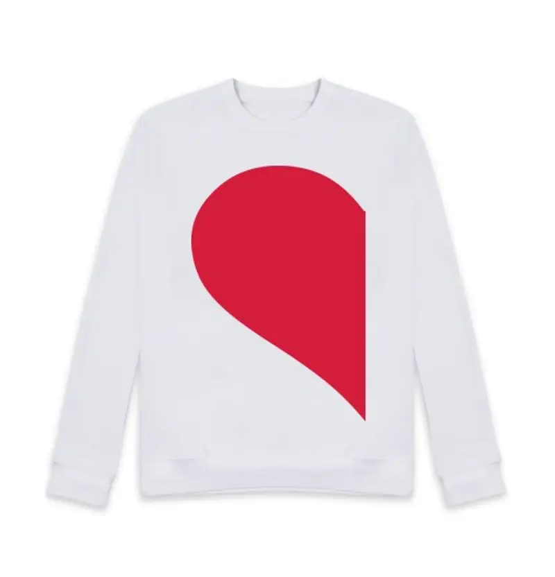 Felpa unisex mezzo cuore rosso sinistro