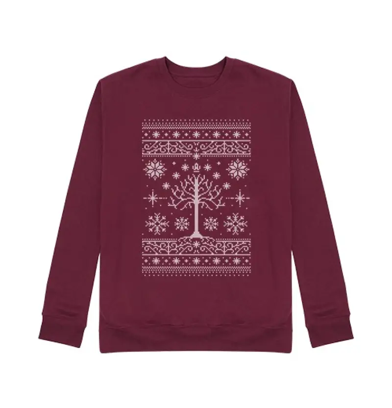 Felpa unisex minas christmas / brutto maglione / lotr / maglione