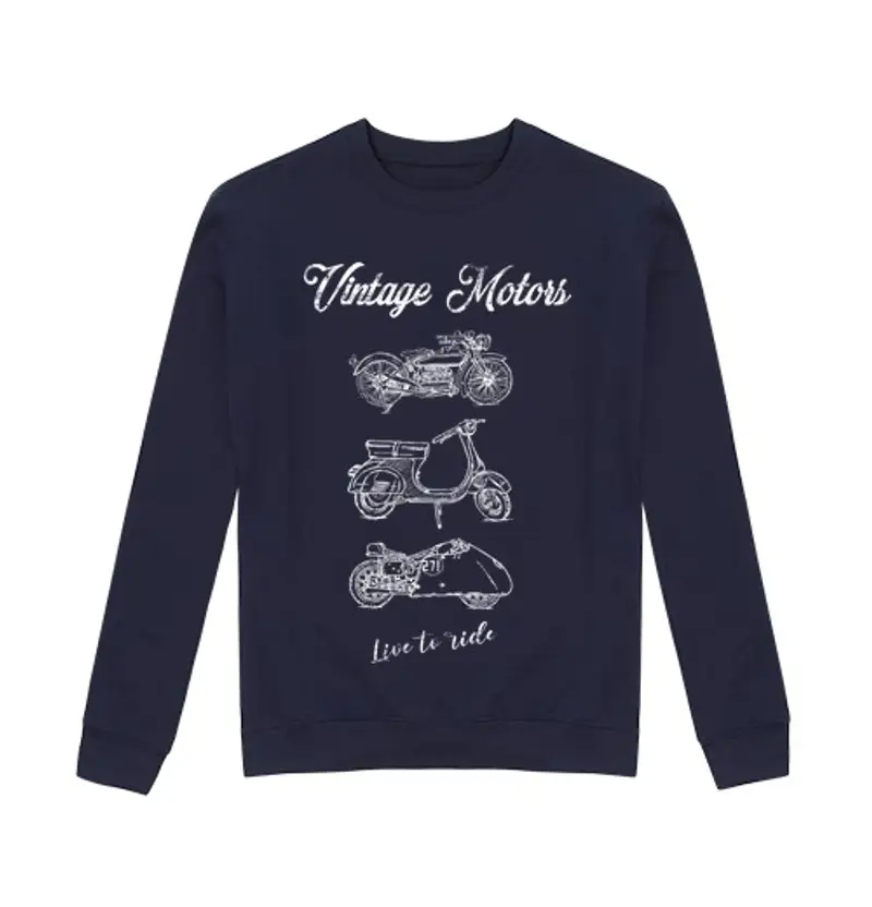 Felpa unisex motociclette. motori vintage . bianco sf