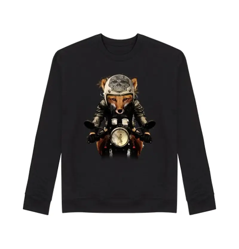 Felpa unisex motociclista di volpe