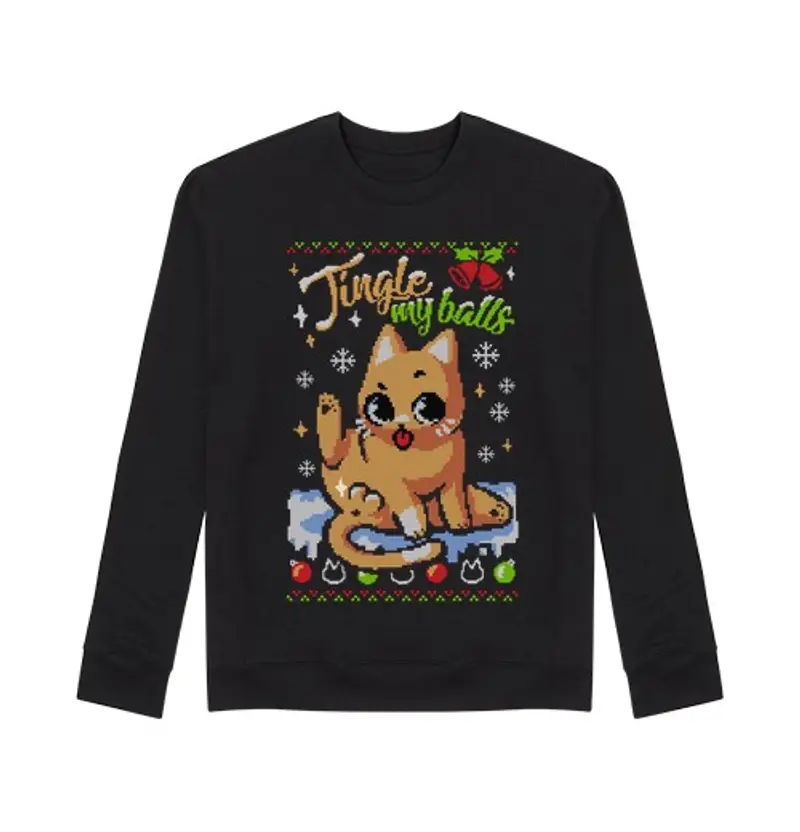 Felpa unisex natale gatto ugly maglia - jingle balls