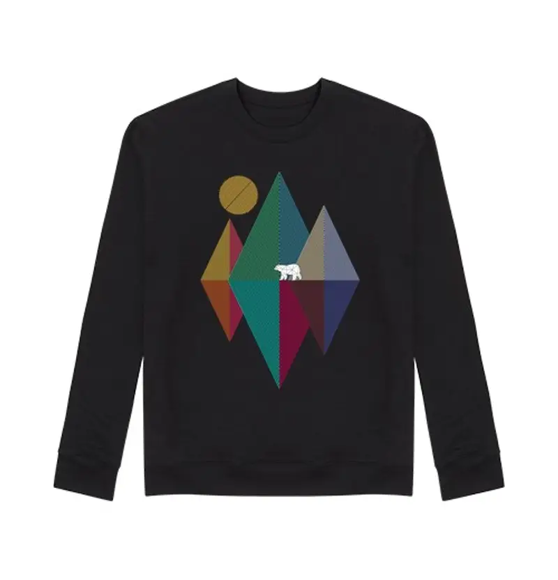 Felpa unisex orso di montagna geometrico