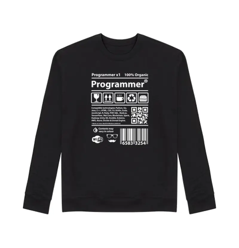 Felpa unisex programmatore bianco