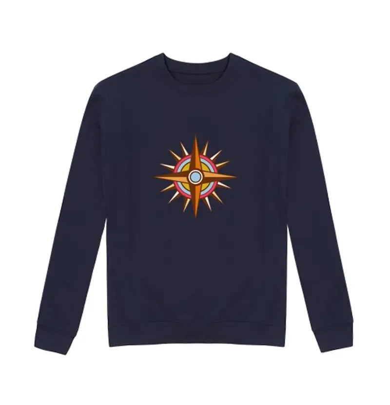 Felpa unisex retro isolato della stella di bussola d