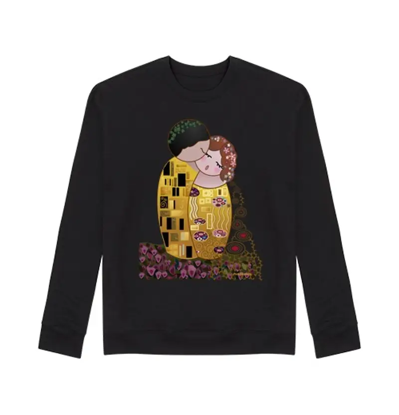 Felpa unisex stile kokeshi bacio klimt