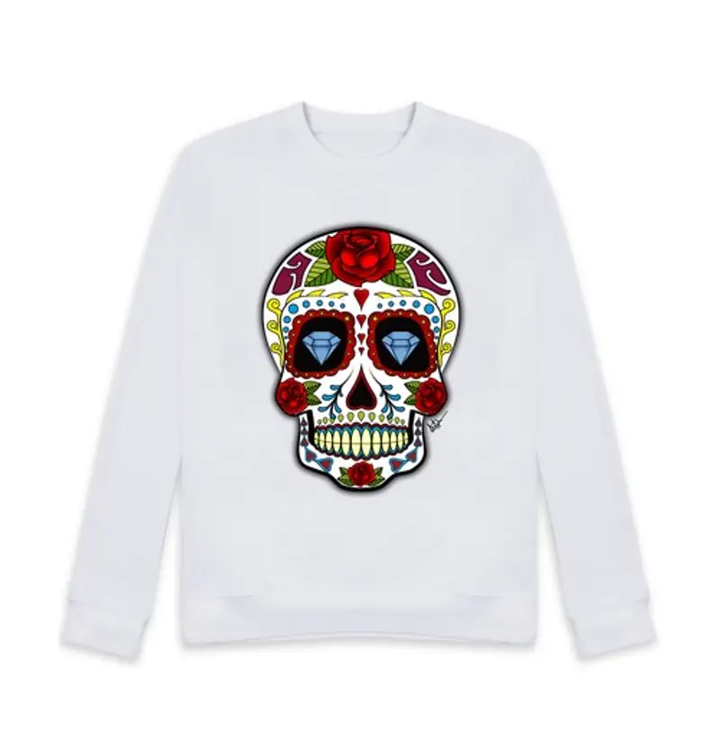 Felpa unisex teschio messicano diamanti