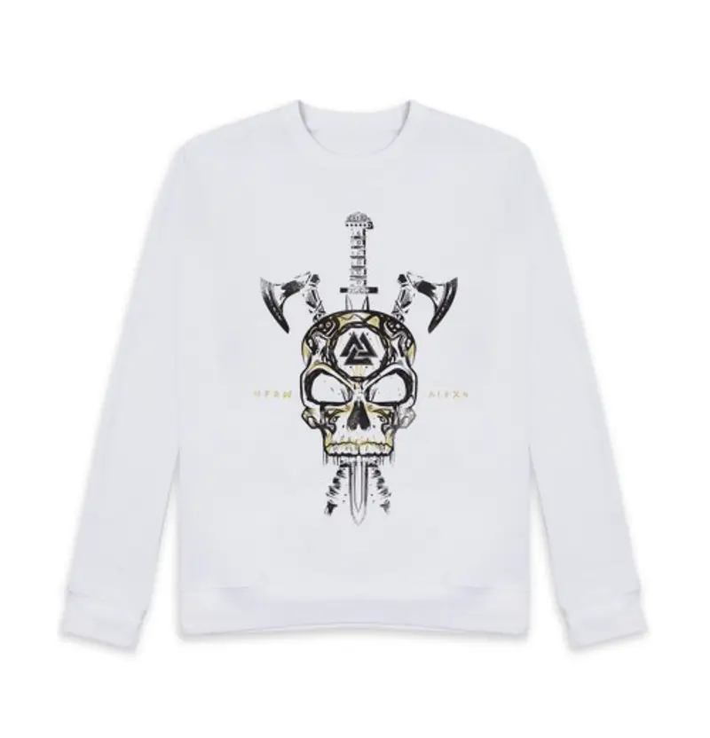 Felpa unisex teschio vichinghi e armi