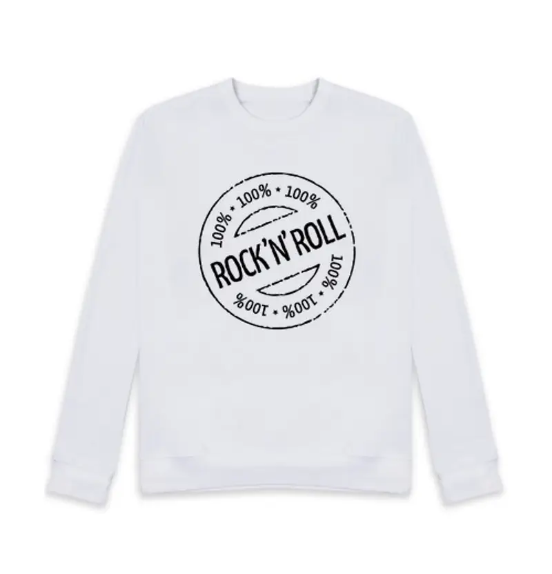 Felpa unisex Timbro rock and roll al 100% nero