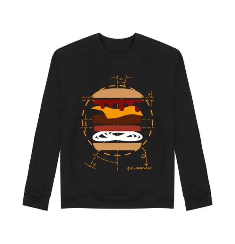 Felpa unisex vitruvio hamburger - felpa nuova