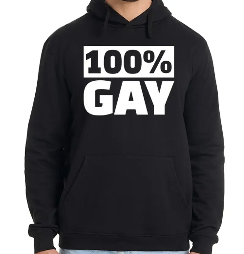 Felpa uomo con cappuccio 100 gay