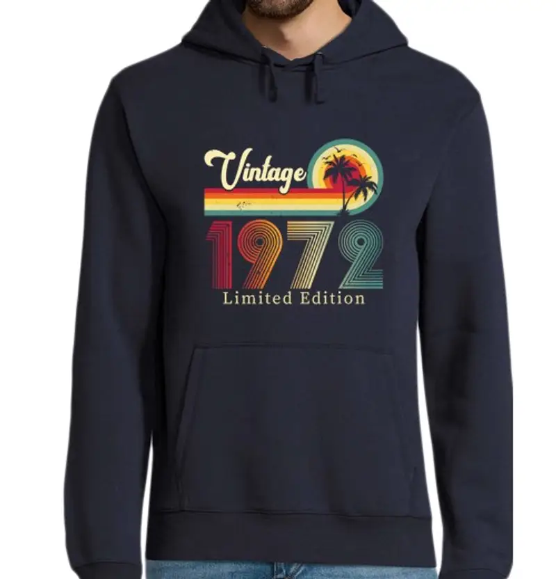 Felpa uomo con cappuccio 1972 edizione limitata vintage