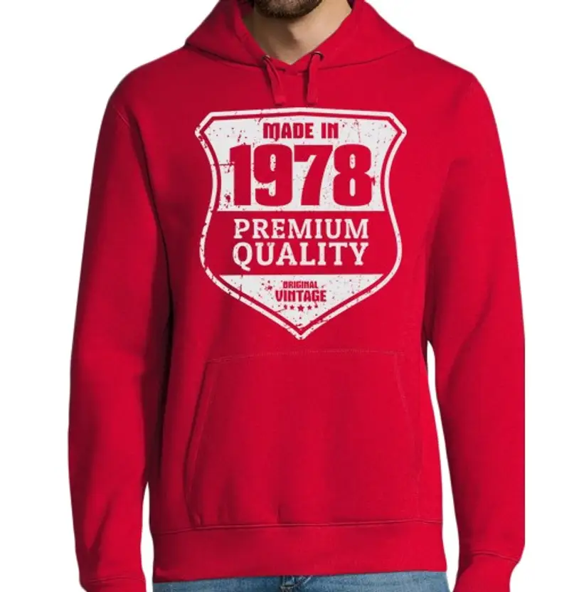 Felpa uomo con cappuccio 1978 qualità premium