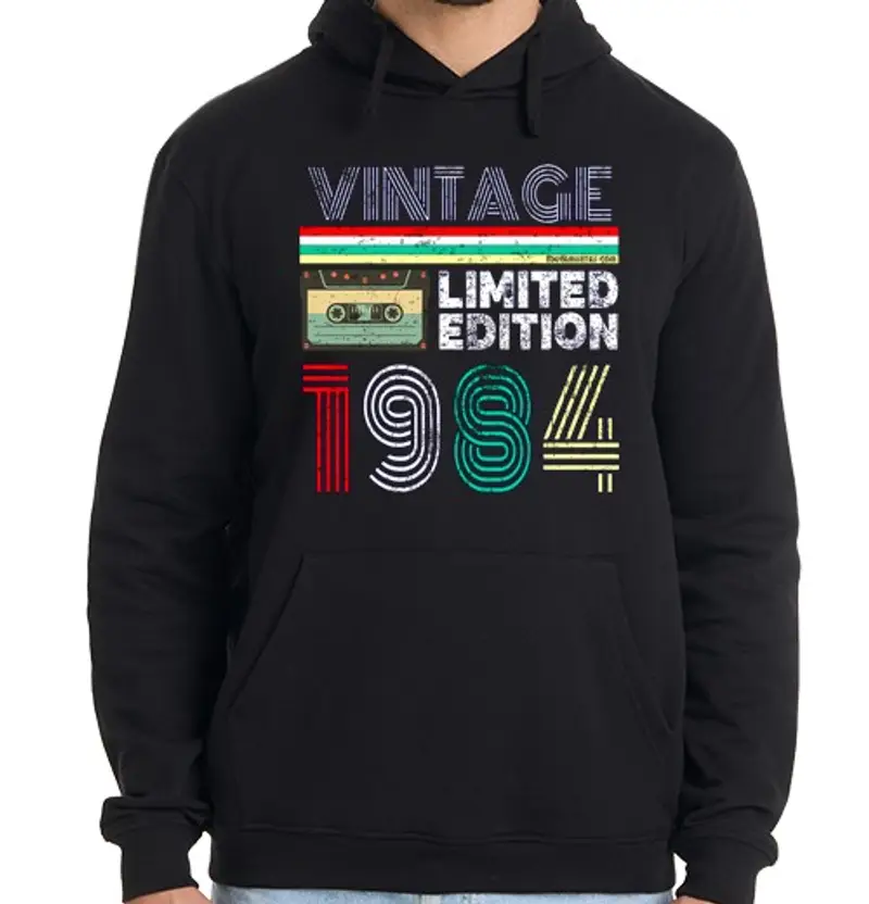 Felpa uomo con cappuccio 1984 vintage - edizione limitata