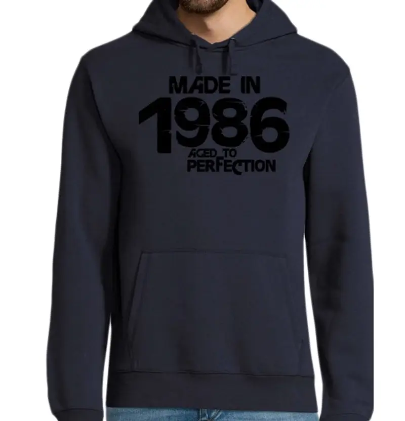 Felpa uomo con cappuccio 1986 di far nero