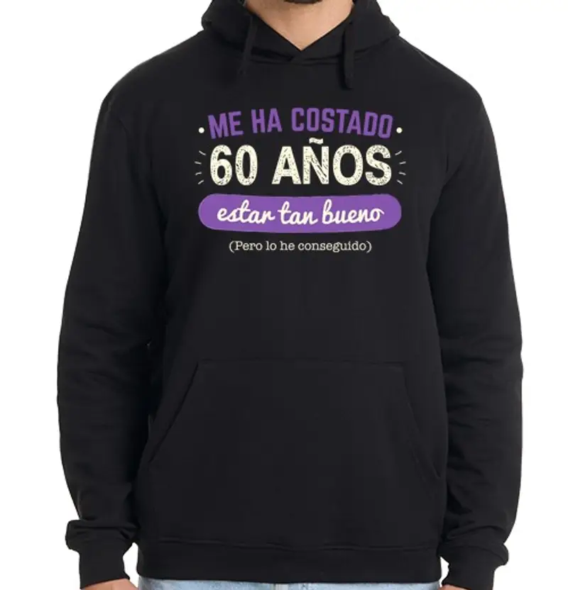 Felpa uomo con cappuccio 60 anni per e star così bene