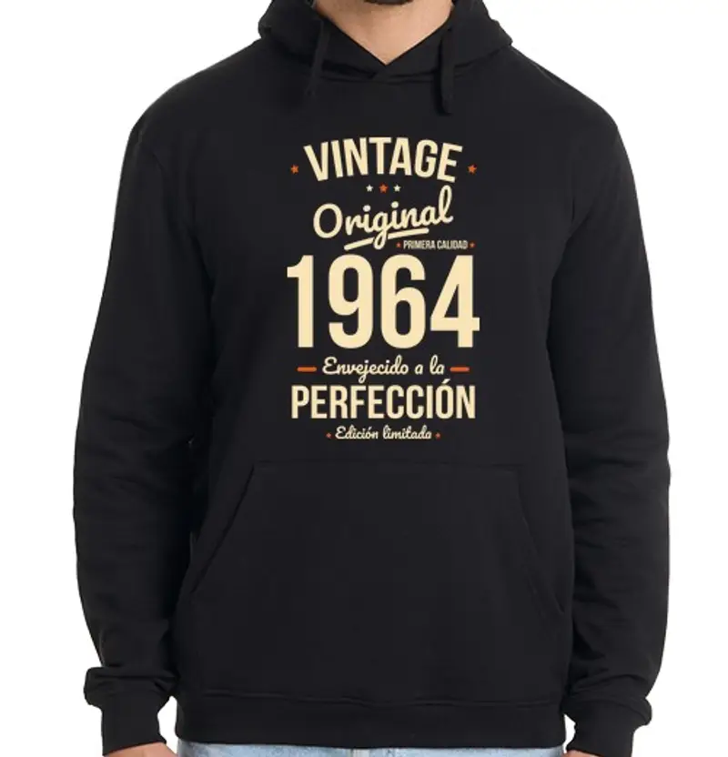 Felpa uomo con cappuccio 60esimo compleanno vintage originale 19