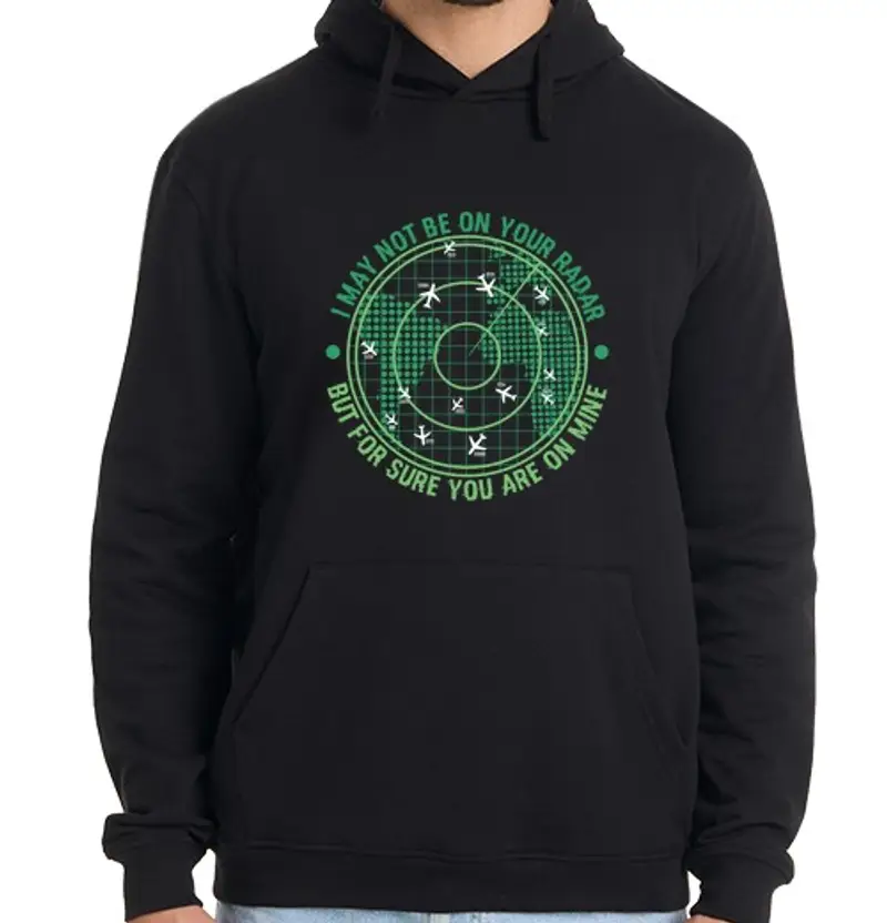 Felpa uomo con cappuccio aereo pilota aereo aviatore radar