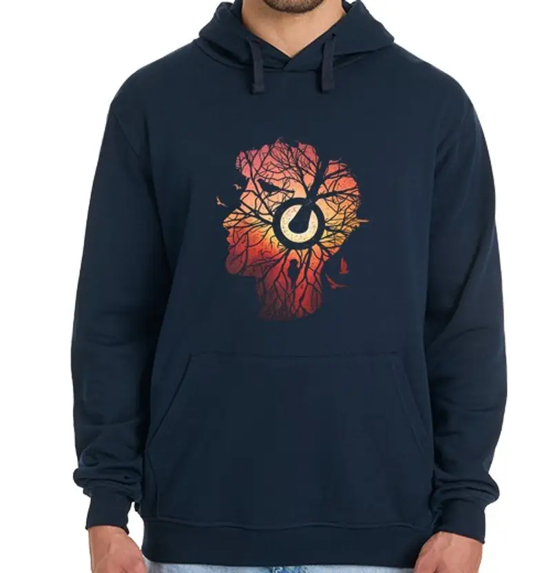 Felpa uomo con cappuccio albero-roots-music