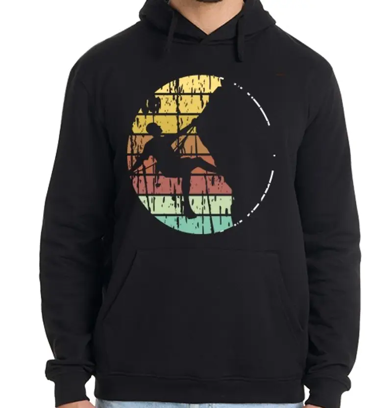 Felpa uomo con cappuccio alpinismo arrampicata su roccia vintage