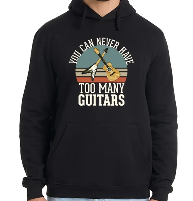 Felpa uomo con cappuccio amante della chitarra elettrica acustic