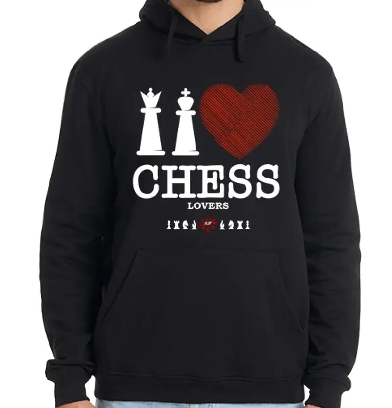 Felpa uomo con cappuccio amanti degli scacchi