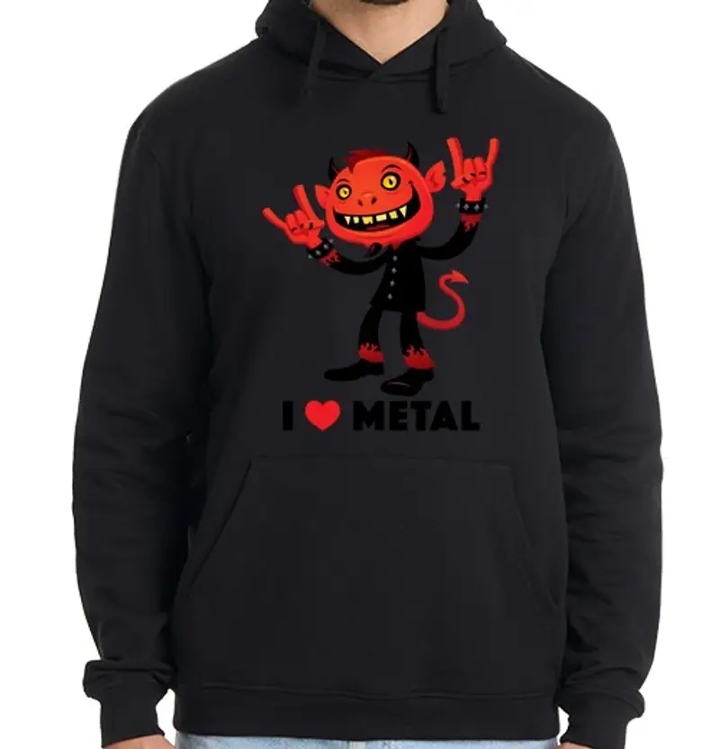 Felpa uomo con cappuccio amo il diavolo di metallo
