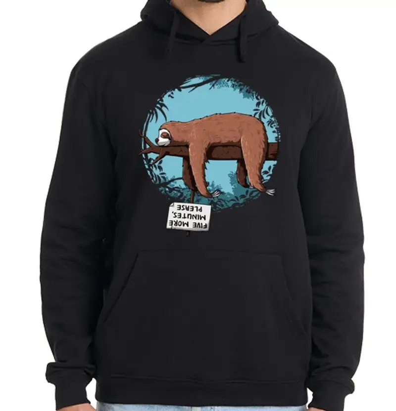 Felpa uomo con cappuccio ancora cinque minuti si prega di