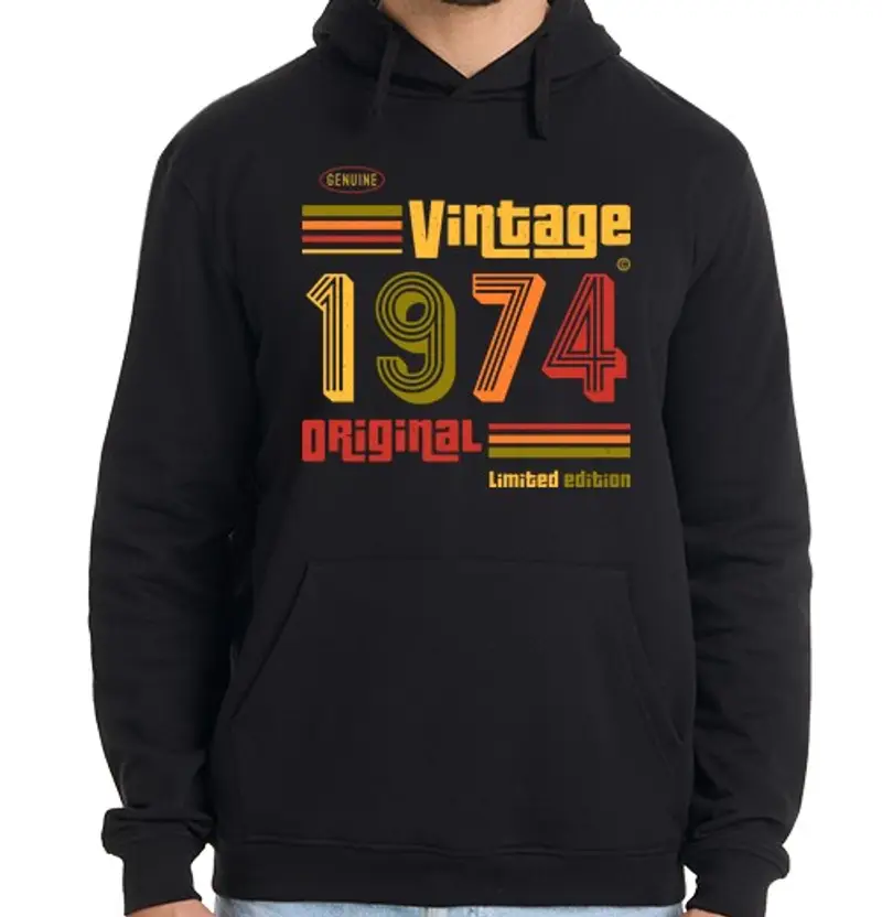 Felpa uomo con cappuccio annata 1974