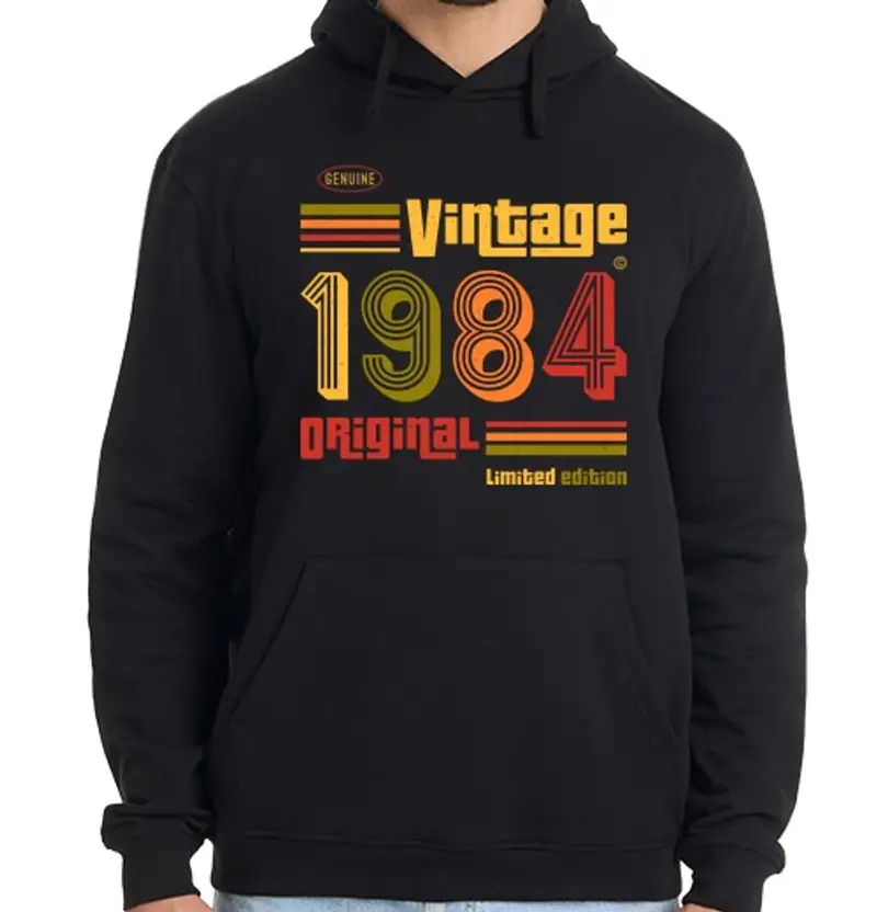 Felpa uomo con cappuccio annata 1984