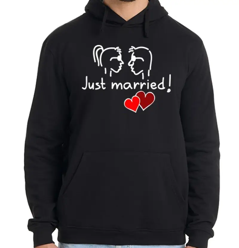 Felpa uomo con cappuccio appena sposato
