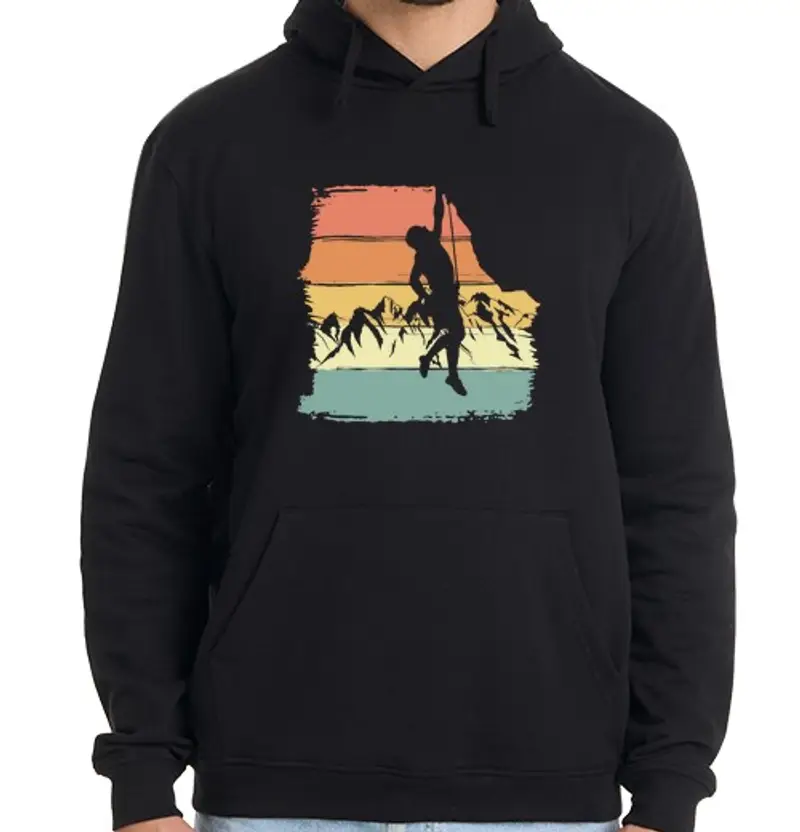 Felpa uomo con cappuccio arrampicata retrò