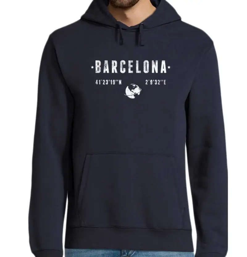 Felpa uomo con cappuccio barcellona